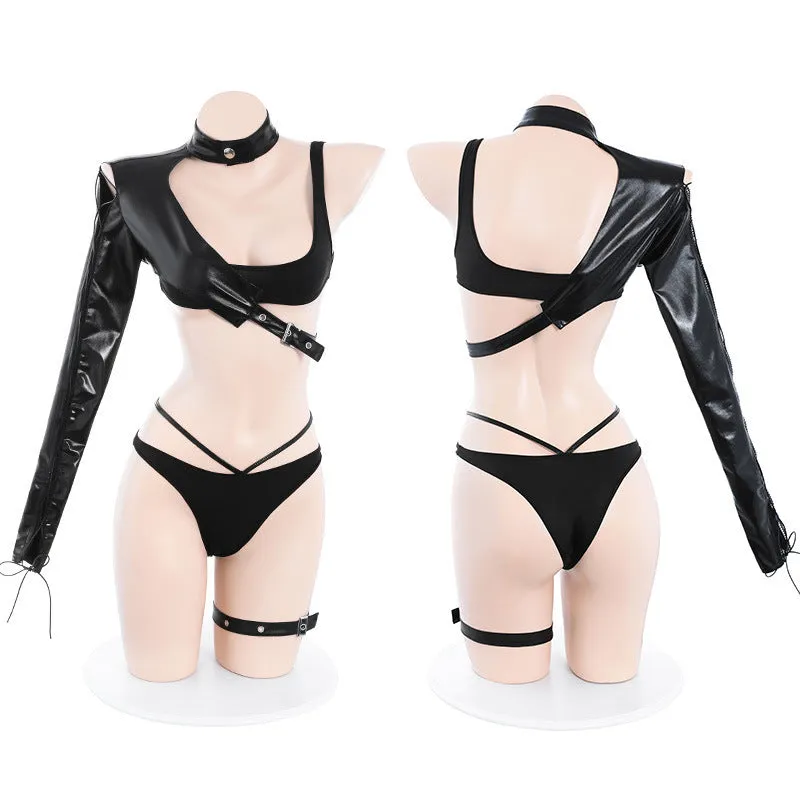 Hot Sexy Female Agent Patent Leather Suit