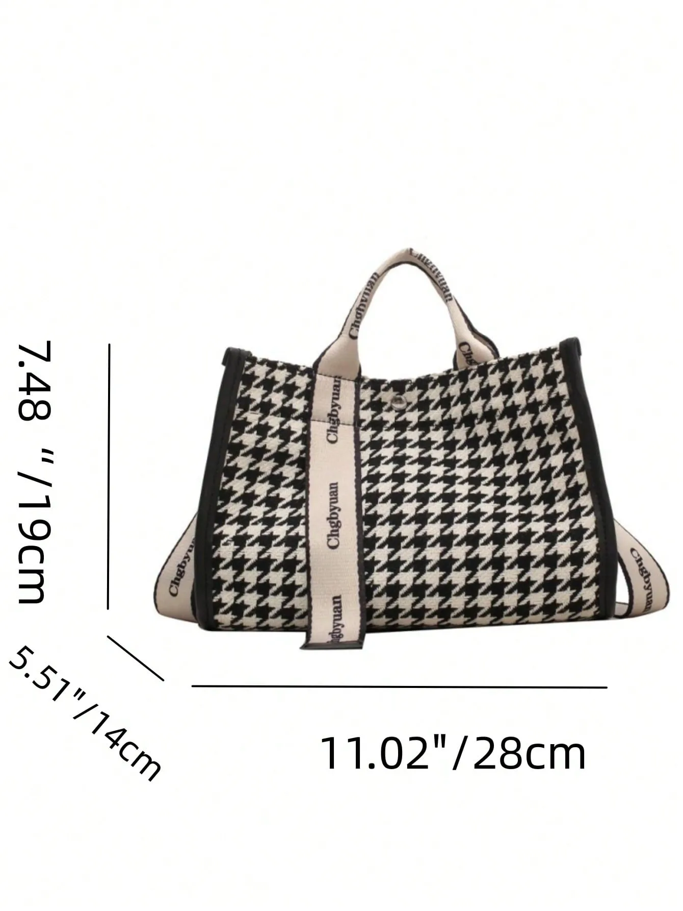 Houndstooth Large Capacity Plaid Tote Bag
