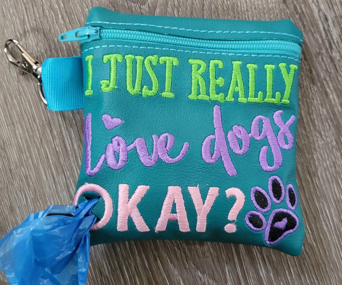 I just really love dogs Poop Bag Pouch - gift for dog lover - Zippered poop bag holder-  Gift for Dog Walker - veterinarian - dog groomer