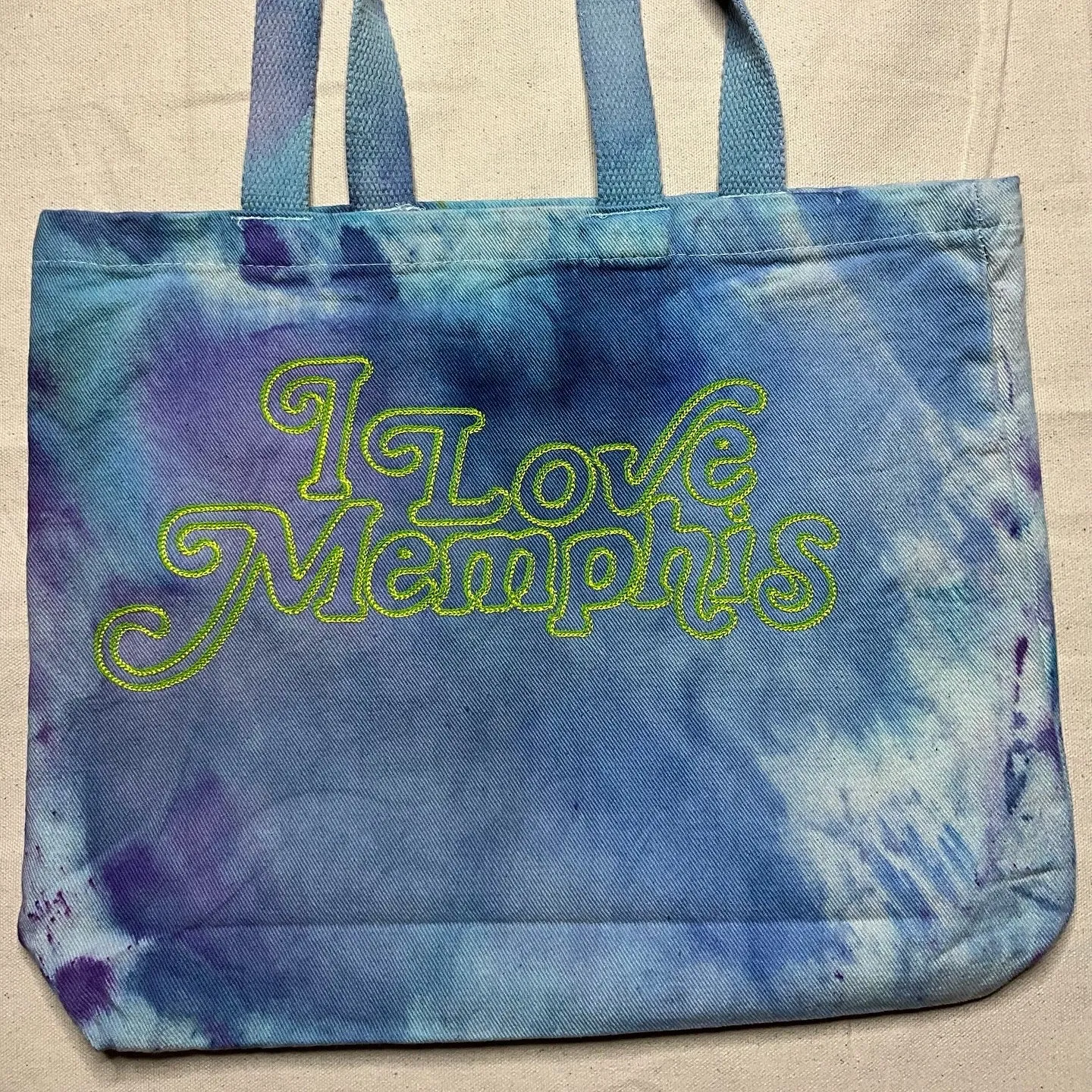 “I Love Memphis” Trippy Glow Tote, Lemon-Lime