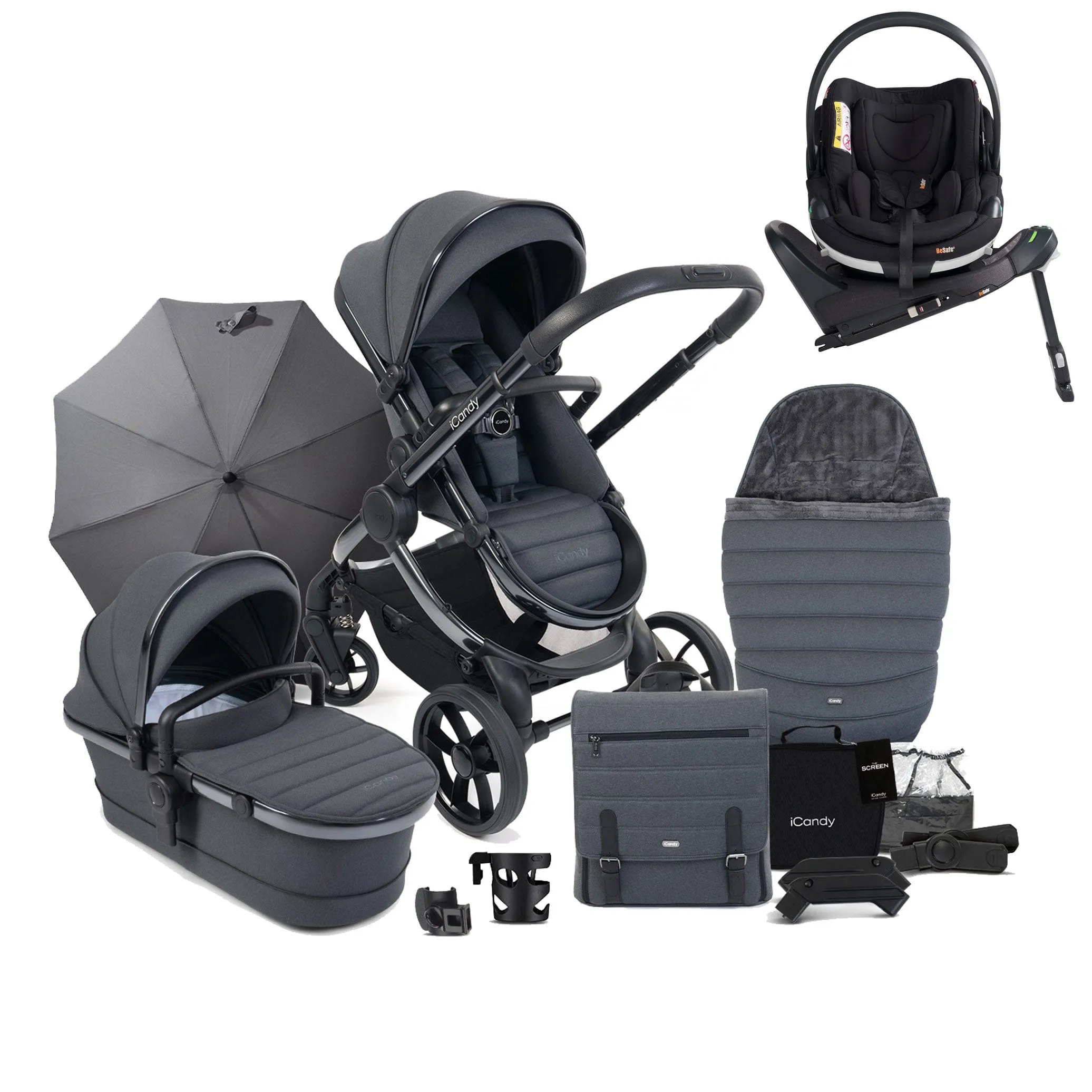 iCandy Peach 7 Complete Besafe Bundle in Dark Grey