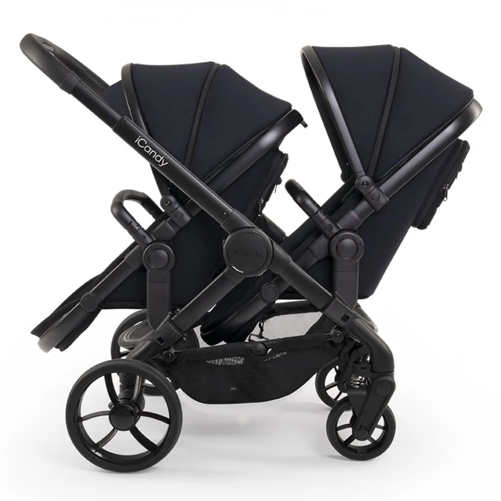 ICANDY Peach 7 Double Pushchair and Carrycot Combo Set - Black Edition