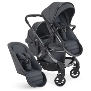 ICANDY Peach 7 Double Pushchair and Carrycot Combo Set - Dark Grey
