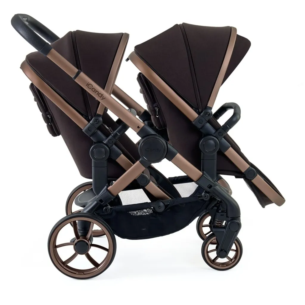 ICANDY Peach 7 Double Pushchair and Carrycot Combo Set - Pecan
