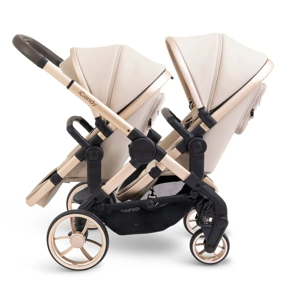 ICANDY Peach 7 Double Pushchair and Carrycot Complete Bundle Set - Biscotti