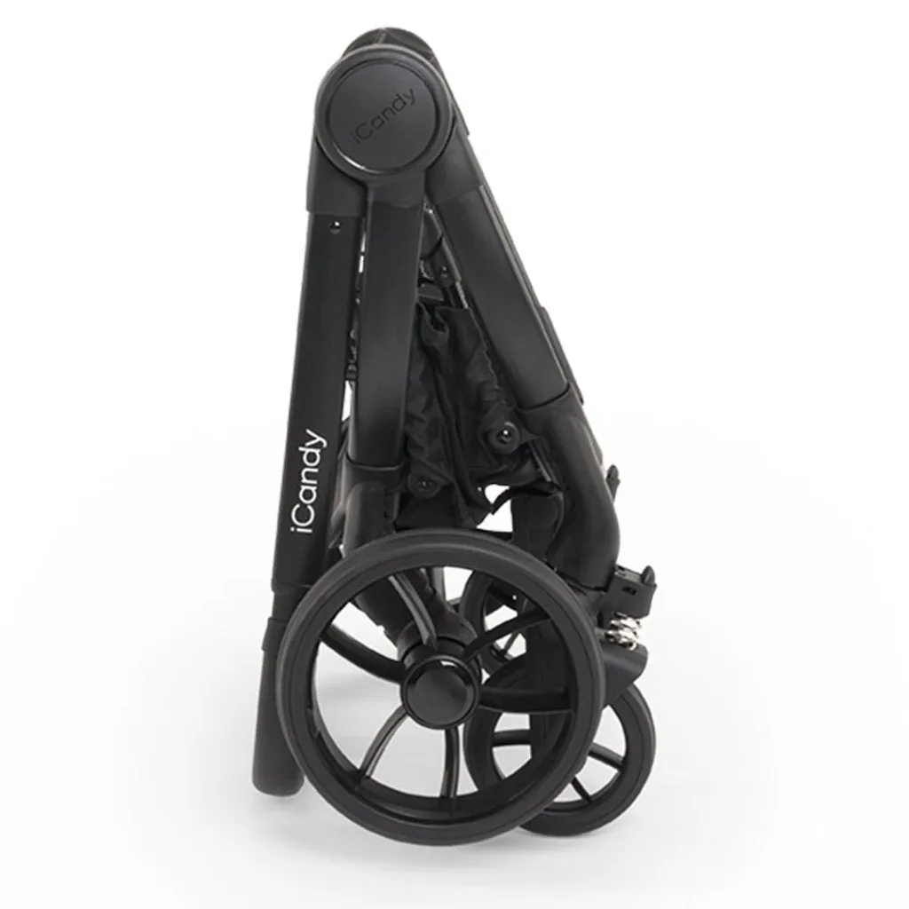 ICANDY Peach 7 Double Pushchair and Carrycot Complete Bundle Set - Black Edition