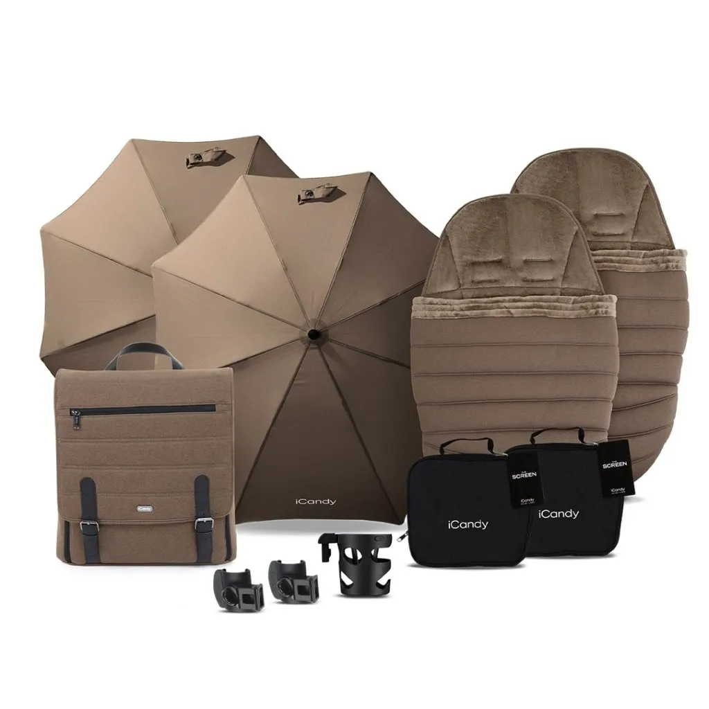 ICANDY Peach 7 Double Pushchair and Carrycot Complete Bundle Set - Coco