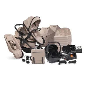 ICANDY Peach 7 Double Pushchair and Carrycot Complete Bundle Set - Jet (Cookie)