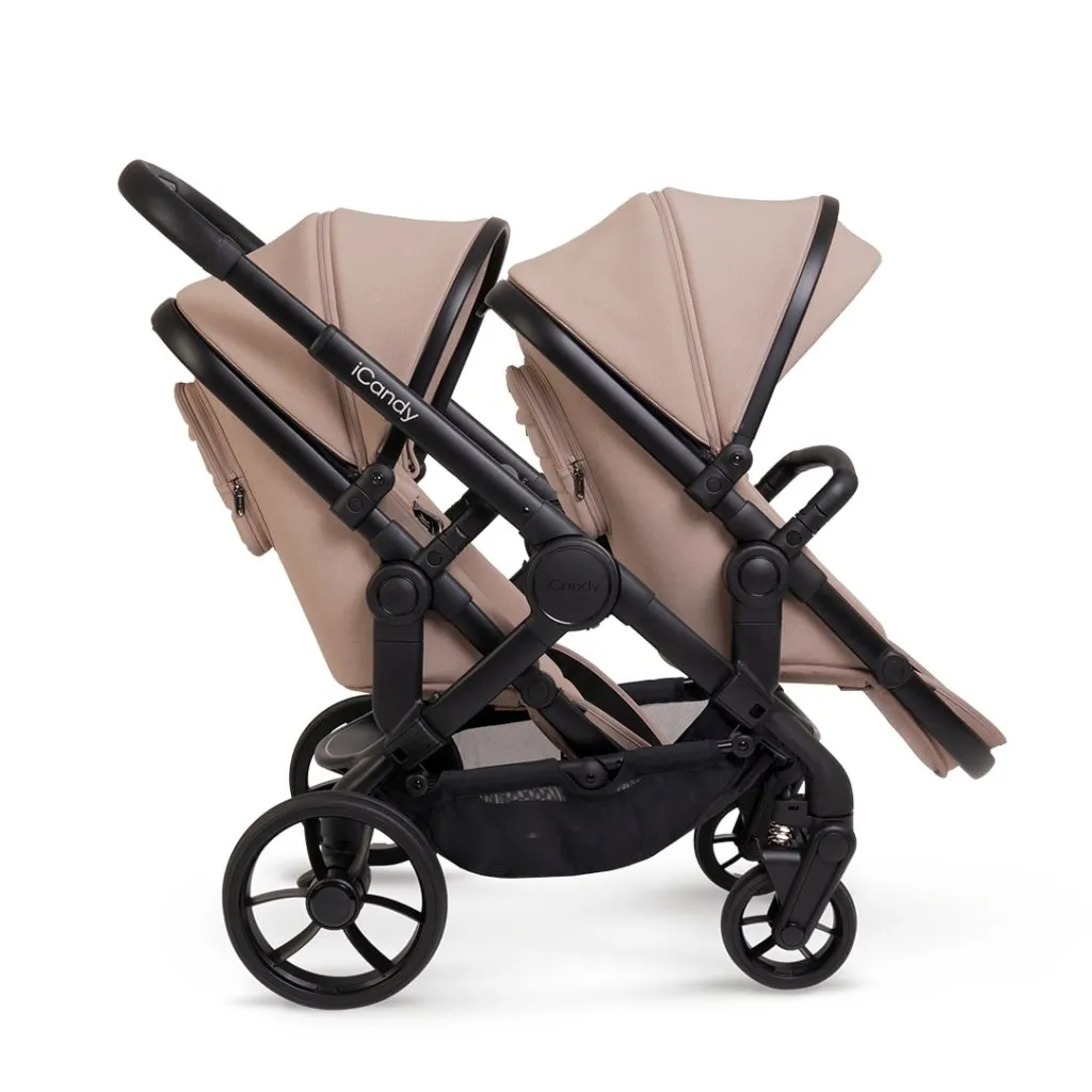 ICANDY Peach 7 Double Pushchair and Carrycot Complete Bundle Set - Jet (Cookie)