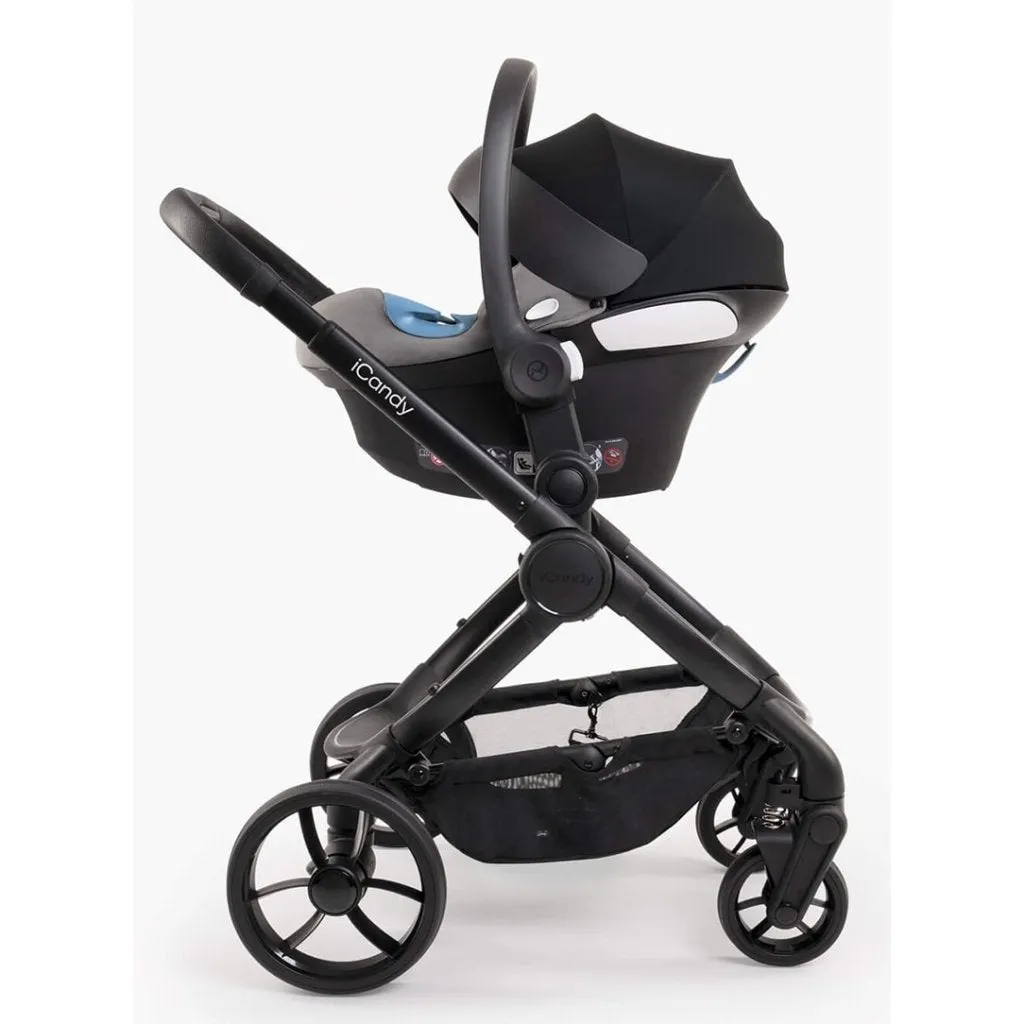 ICANDY Peach 7 Double Pushchair and Carrycot Complete Bundle Set - Jet (Cookie)