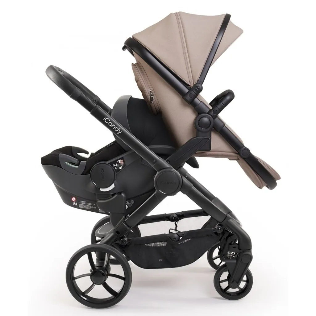ICANDY Peach 7 Double Pushchair and Carrycot Complete Bundle Set - Jet (Cookie)