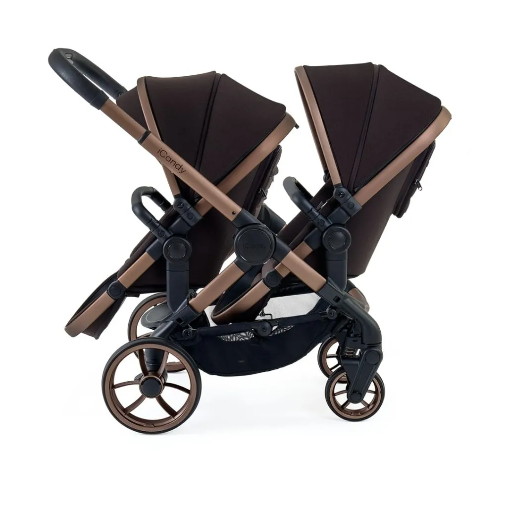 ICANDY Peach 7 Double Pushchair and Carrycot Complete Bundle Set - Pecan