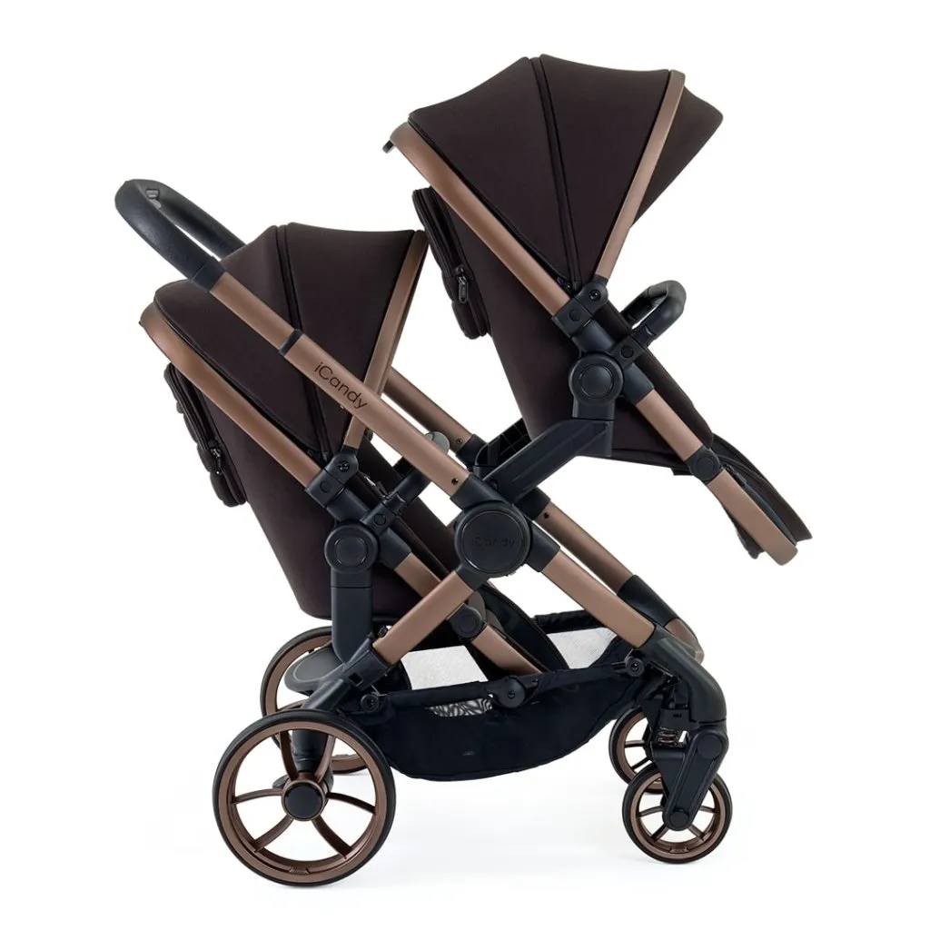 ICANDY Peach 7 Double Pushchair and Carrycot Complete Bundle Set - Pecan