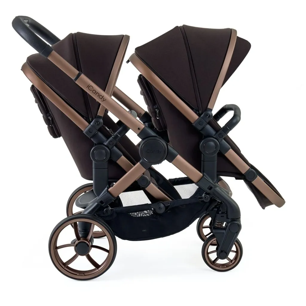 ICANDY Peach 7 Double Pushchair and Carrycot Complete Bundle Set - Pecan