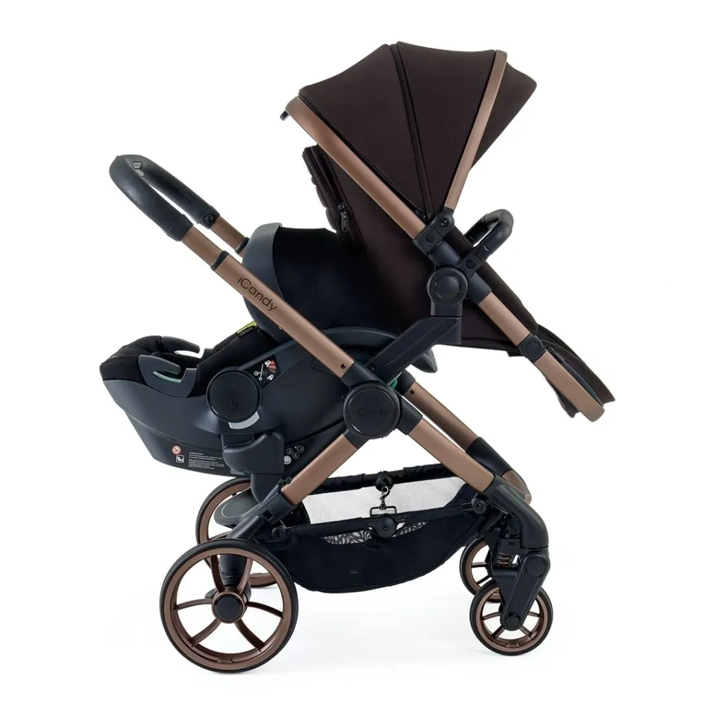 ICANDY Peach 7 Double Pushchair and Carrycot Complete Bundle Set - Pecan