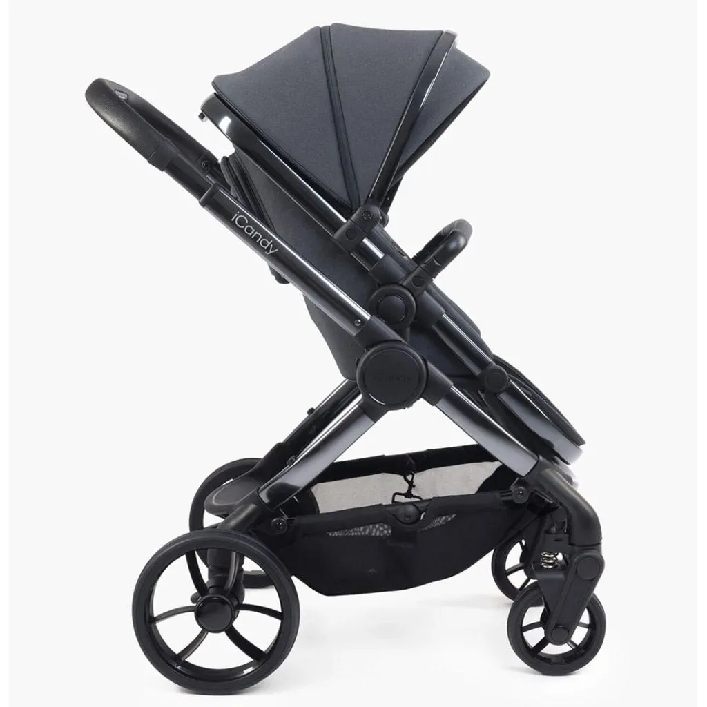 ICANDY Peach 7 Double Pushchair and Carrycot Complete Bundle Set - Phantom (Dark Grey)