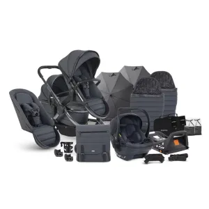 ICANDY Peach 7 Double Pushchair and Carrycot Complete Bundle Set - Phantom (Dark Grey)