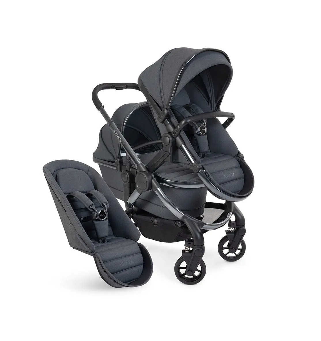iCandy Peach 7 Double Travel System (Cocoon) Bundle - Phantom / Dark Grey