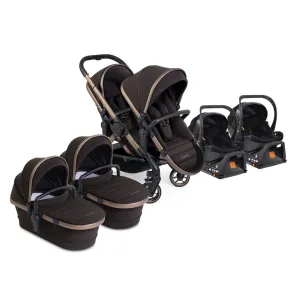 ICANDY Peach 7 Twin Pushchair Bundle With 2 x Cocoon Car Seat & Base - Pecan
