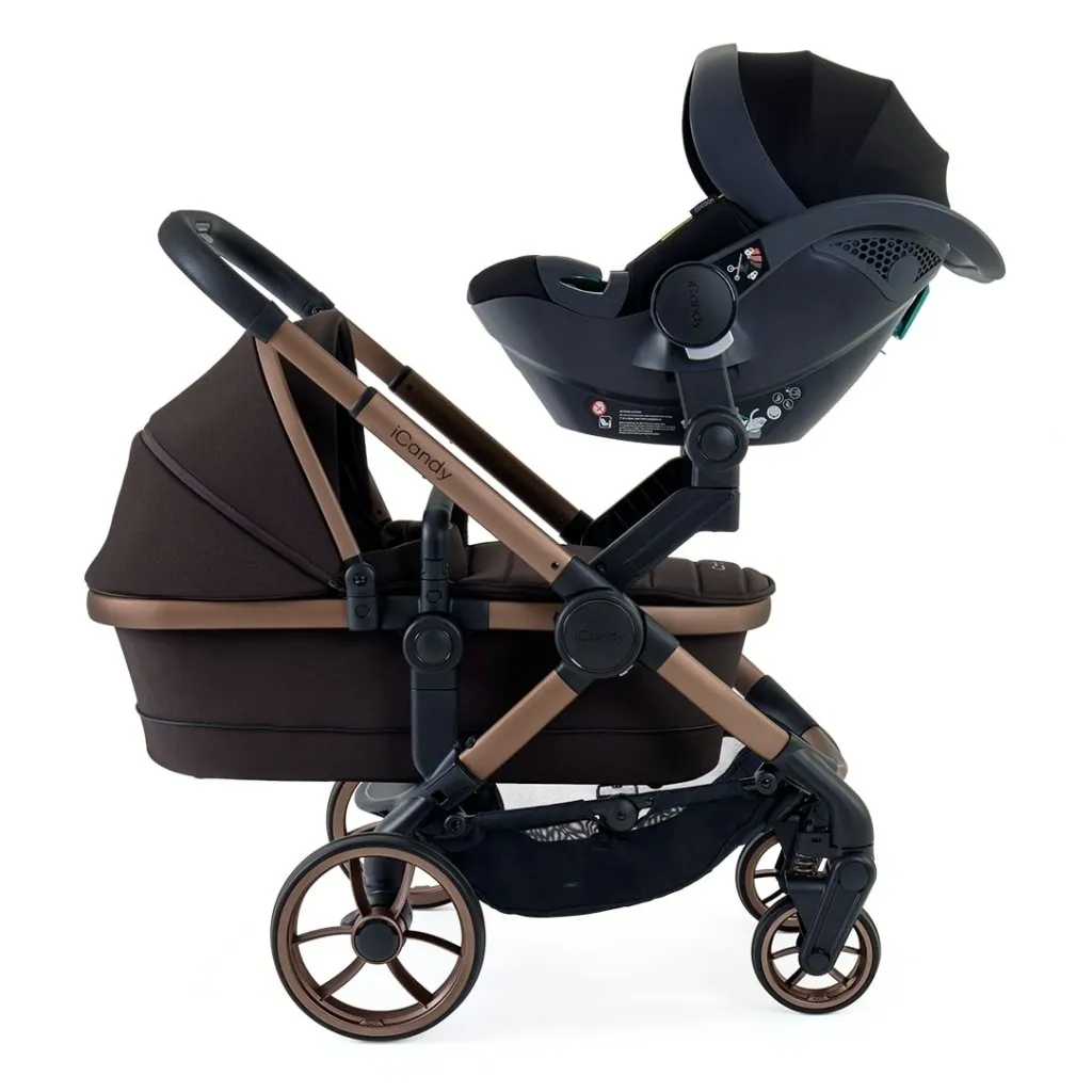 ICANDY Peach 7 Twin Pushchair Bundle With 2 x Cocoon Car Seat & Base - Pecan