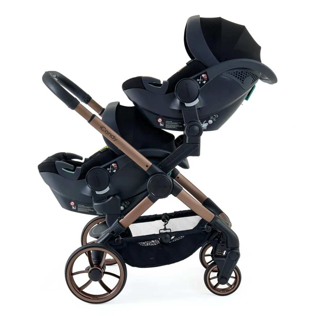 ICANDY Peach 7 Twin Pushchair Bundle With 2 x Cocoon Car Seat & Base - Pecan