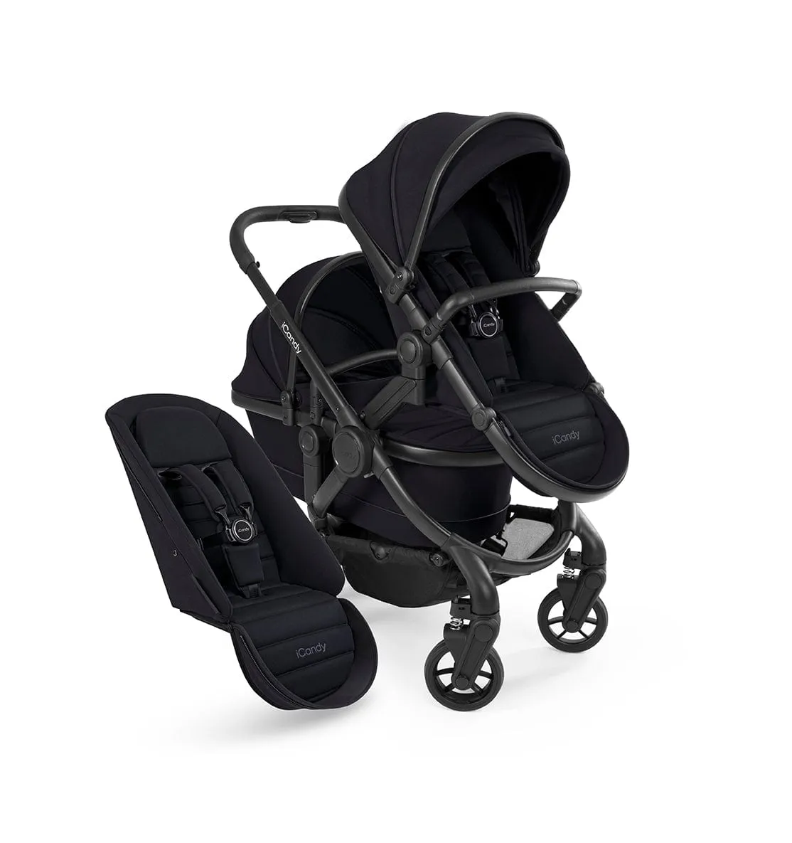 iCandy Peach 7 Twin Travel System (Cocoon) Bundle - Jet / Black Edition
