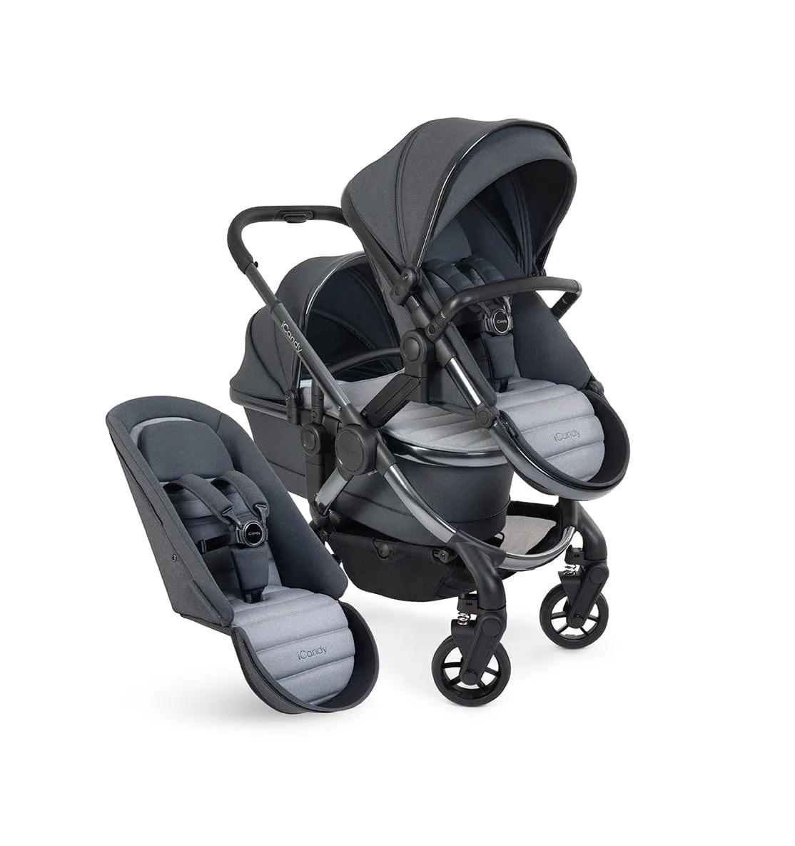 iCandy Peach 7 Twin Travel System (Cocoon) Bundle - Phantom / Truffle
