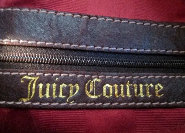 JUICY COUTURE Leather Velvet CROWN hobo purse satchel rouched PURPLE ROYAL L stud