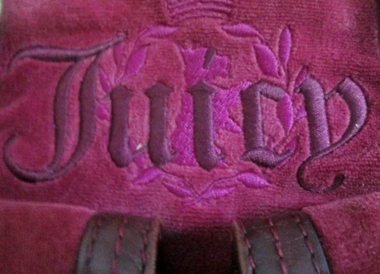 JUICY COUTURE Leather Velvet Heart purse leather satchel BERRRY PINK tote WINE RED L