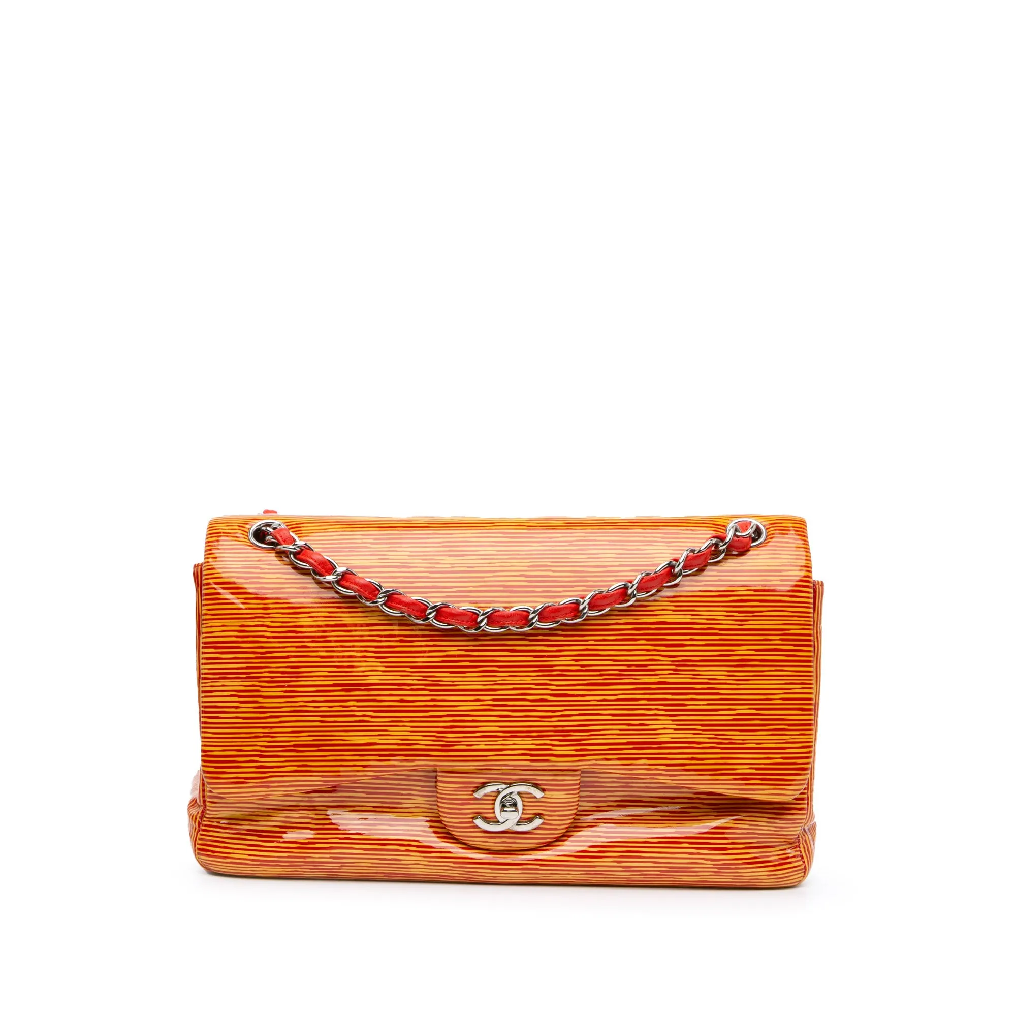 Jumbo Classic Patent Stiped Double Flap