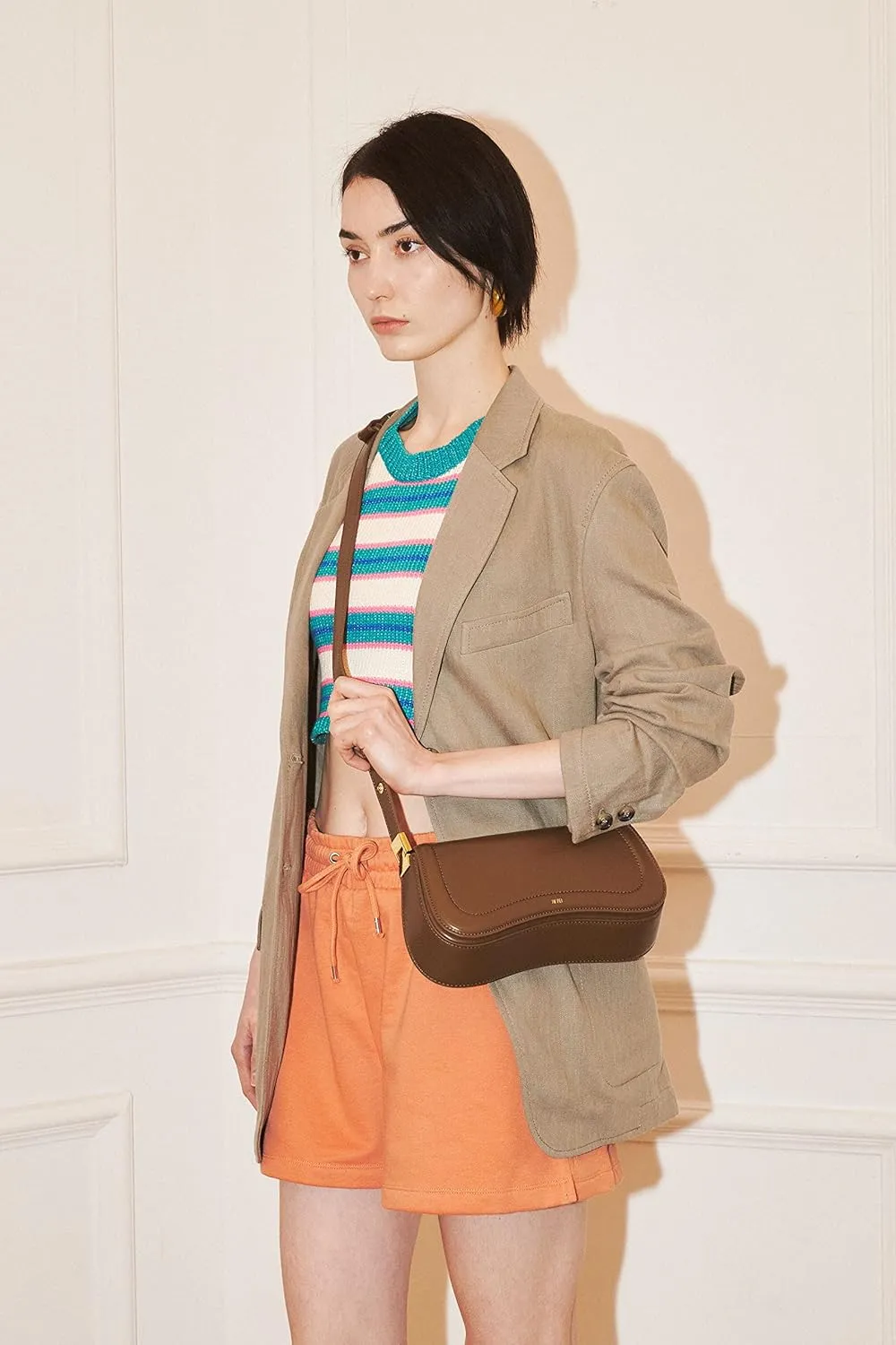 JW PEI Joy Minimalist vegan leather shoulder bag with adjustable strap