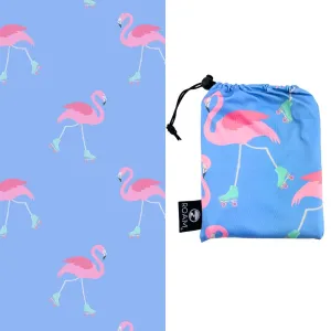Kids UPF 50  Beach/Pool Towel with Hood (Rolling Skating Flamingo)