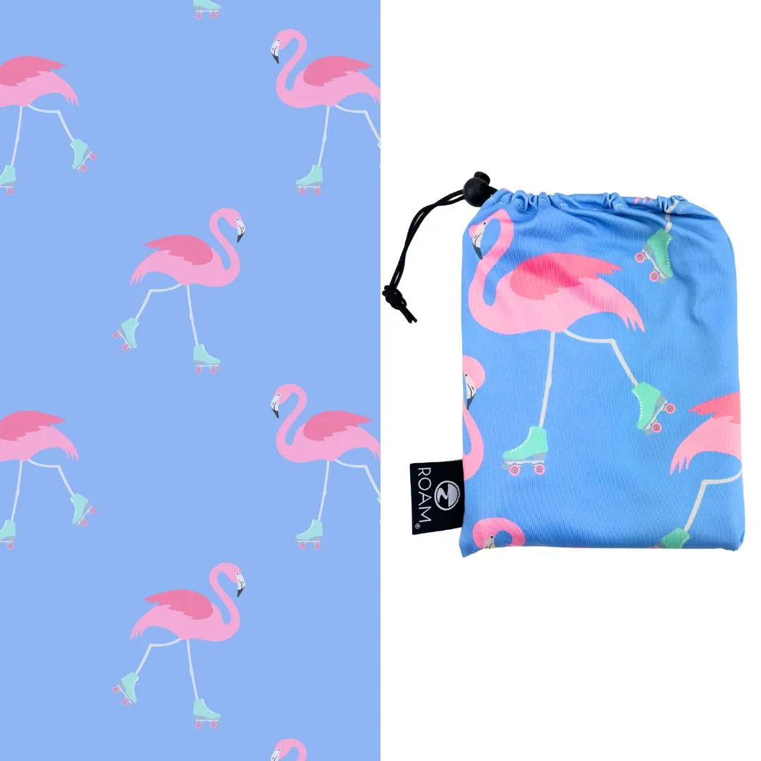 Kids UPF 50  Beach/Pool Towel with Hood (Rolling Skating Flamingo)