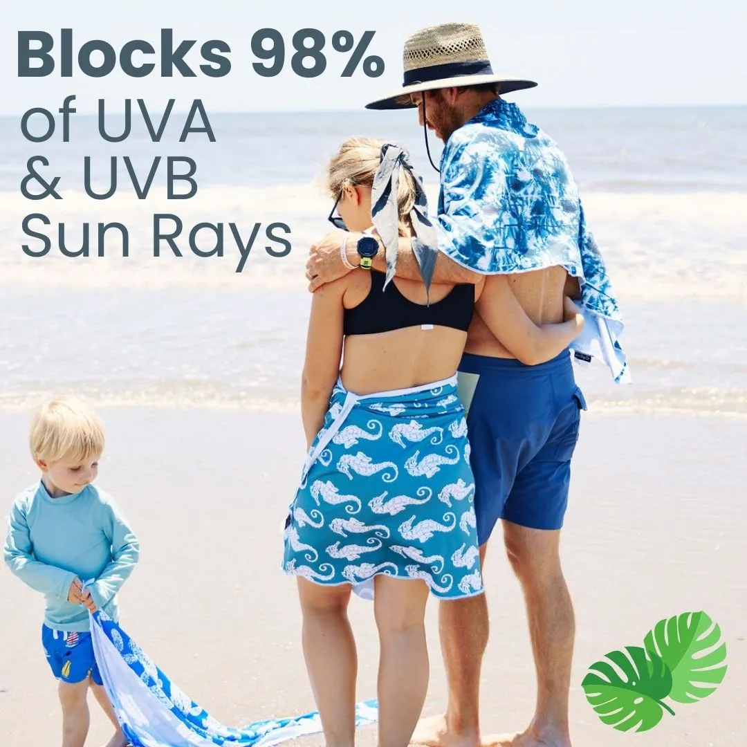 Kids UPF 50  Beach/Pool Towel with Hood (Rolling Skating Flamingo)