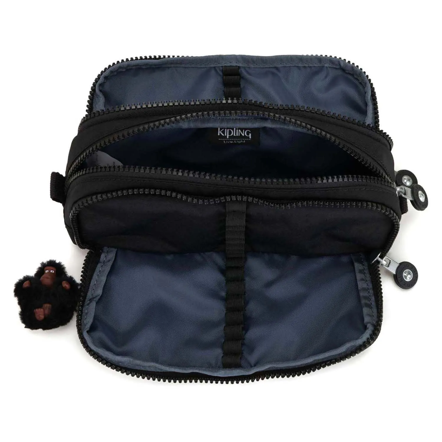 Kipling-Gitroy-Large zipped pencase with multiple compartments -True Black-13564-J99