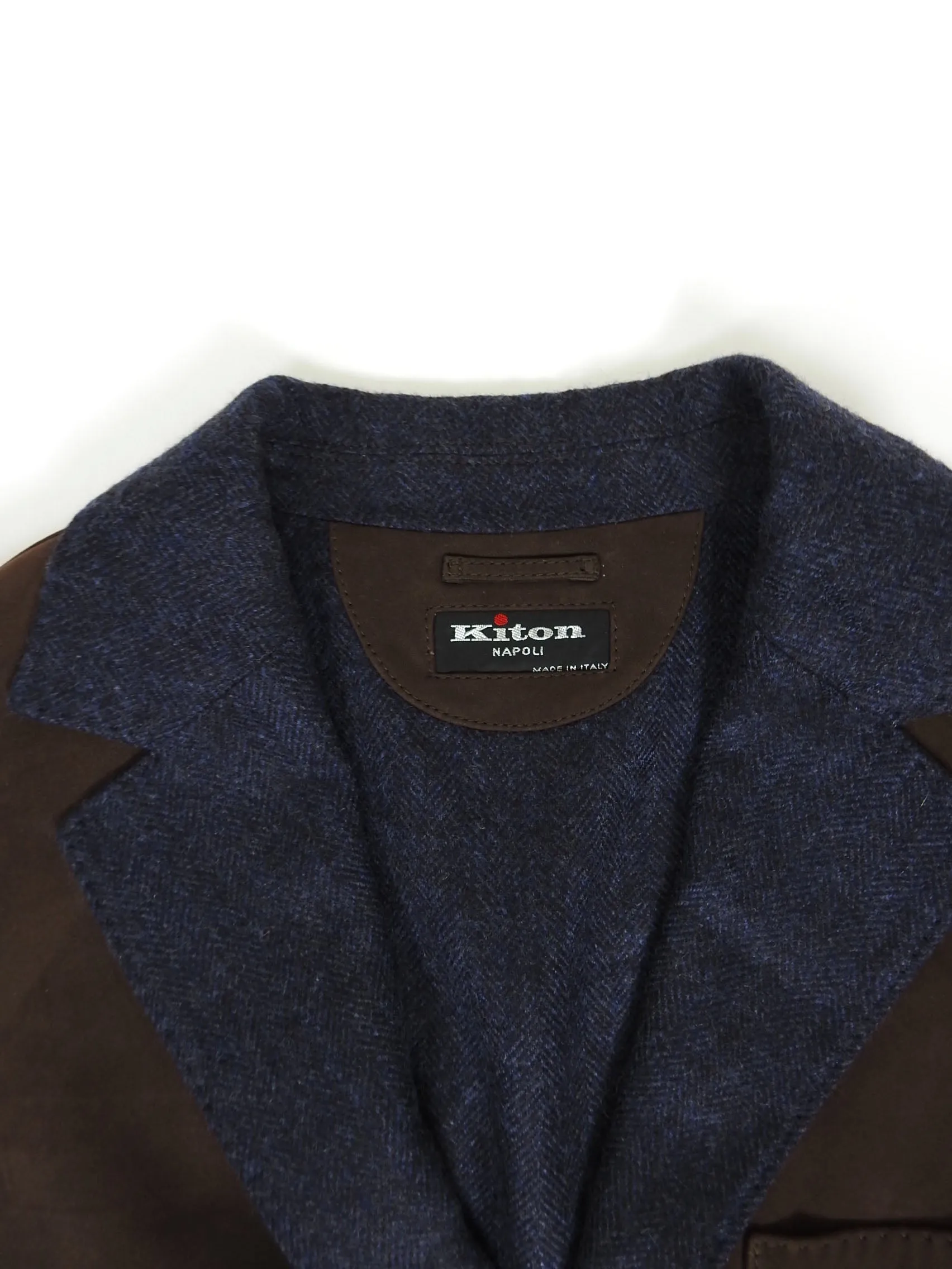 Kiton Leather, Cashmere Lined Blazer Size 48