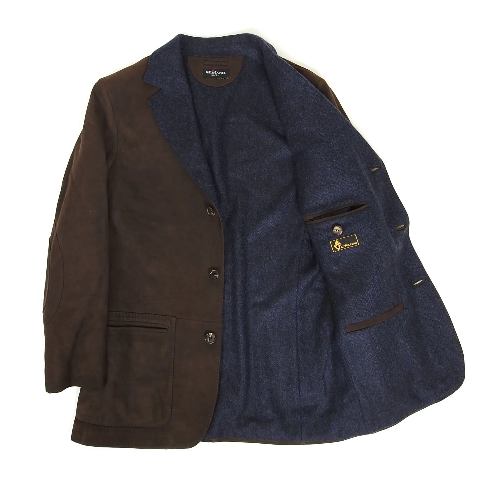 Kiton Leather, Cashmere Lined Blazer Size 48