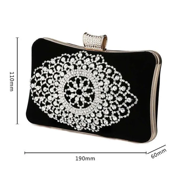 Ladies Velvet Clutch Rhinestone