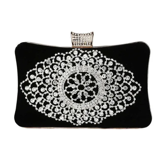 Ladies Velvet Clutch Rhinestone