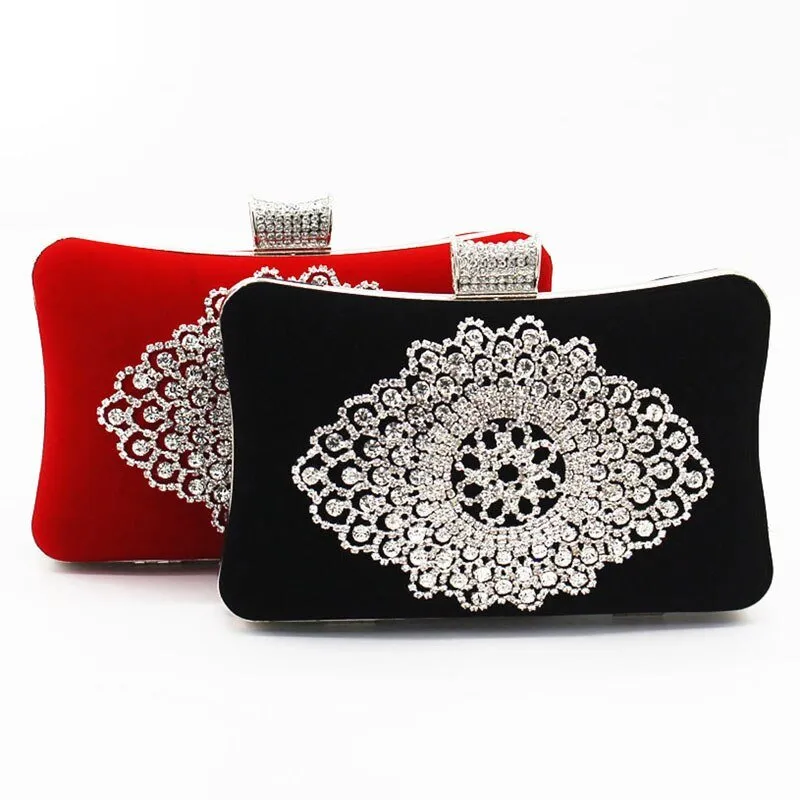 Ladies Velvet Clutch Rhinestone