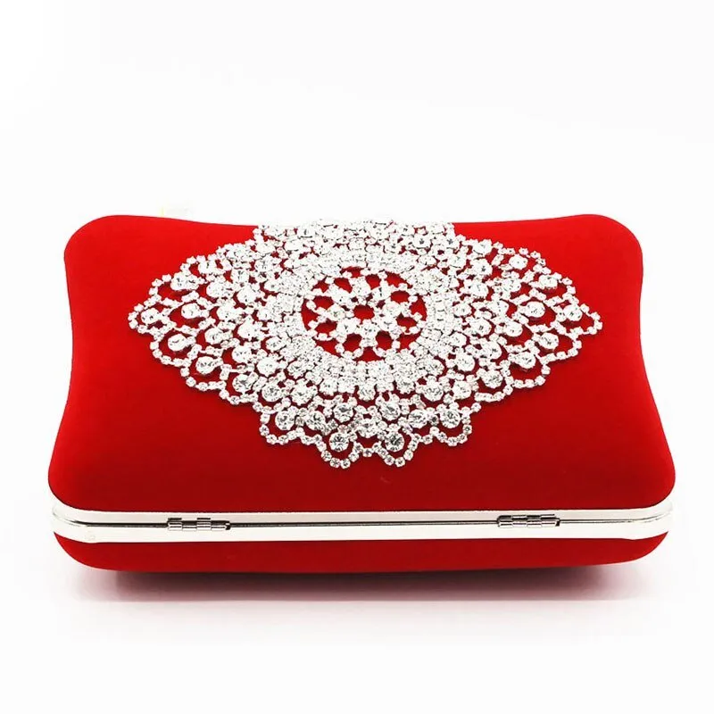 Ladies Velvet Clutch Rhinestone