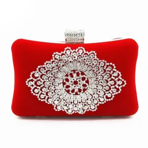 Ladies Velvet Clutch Rhinestone