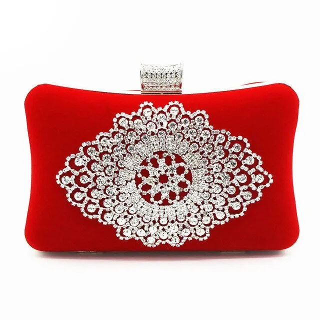 Ladies Velvet Clutch Rhinestone