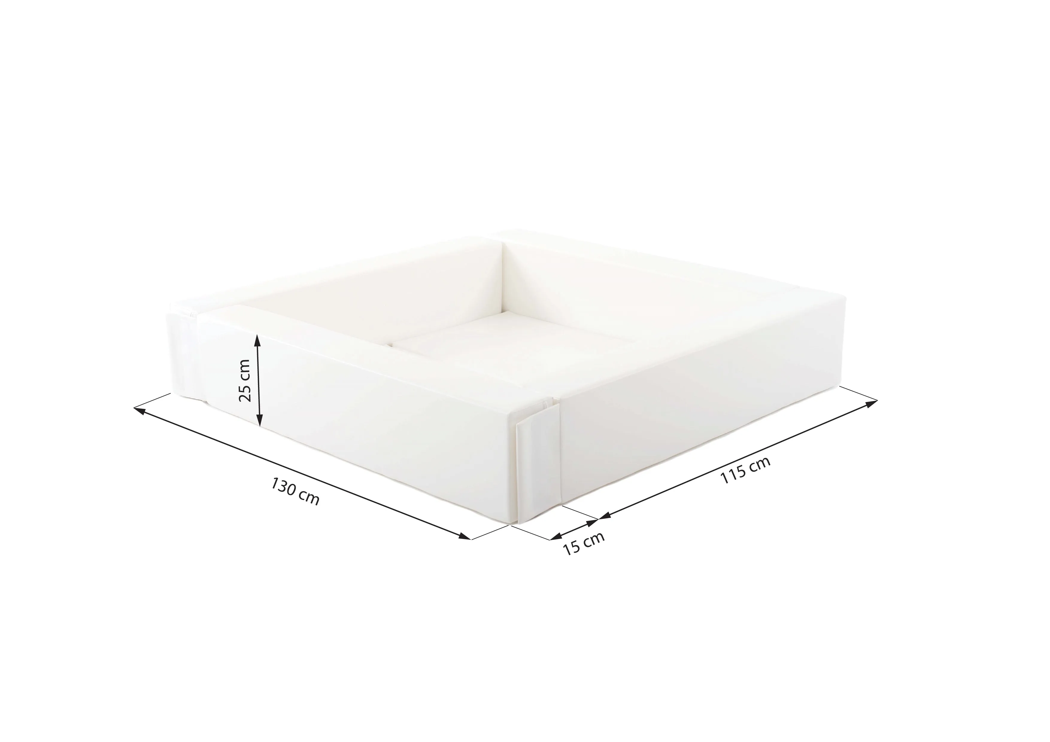 Large Montessori Ball Pit Soft Play Set | Ball Pool with Inner Floor Mat | 1.3m Square | White | 3m 