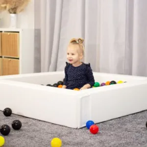 Large Montessori Ball Pit Soft Play Set | Ball Pool with Inner Floor Mat | 1.3m Square | White | 3m 