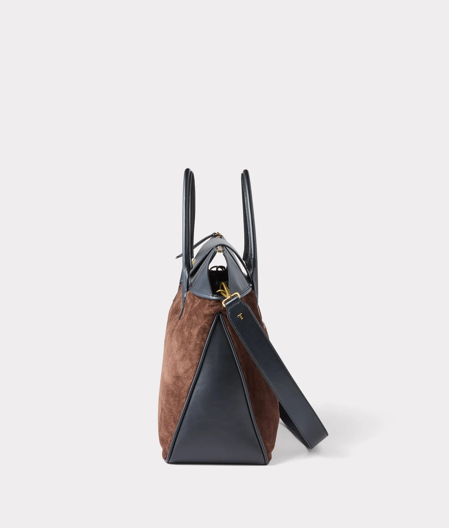 Large Roma Suede Tote :: Brown