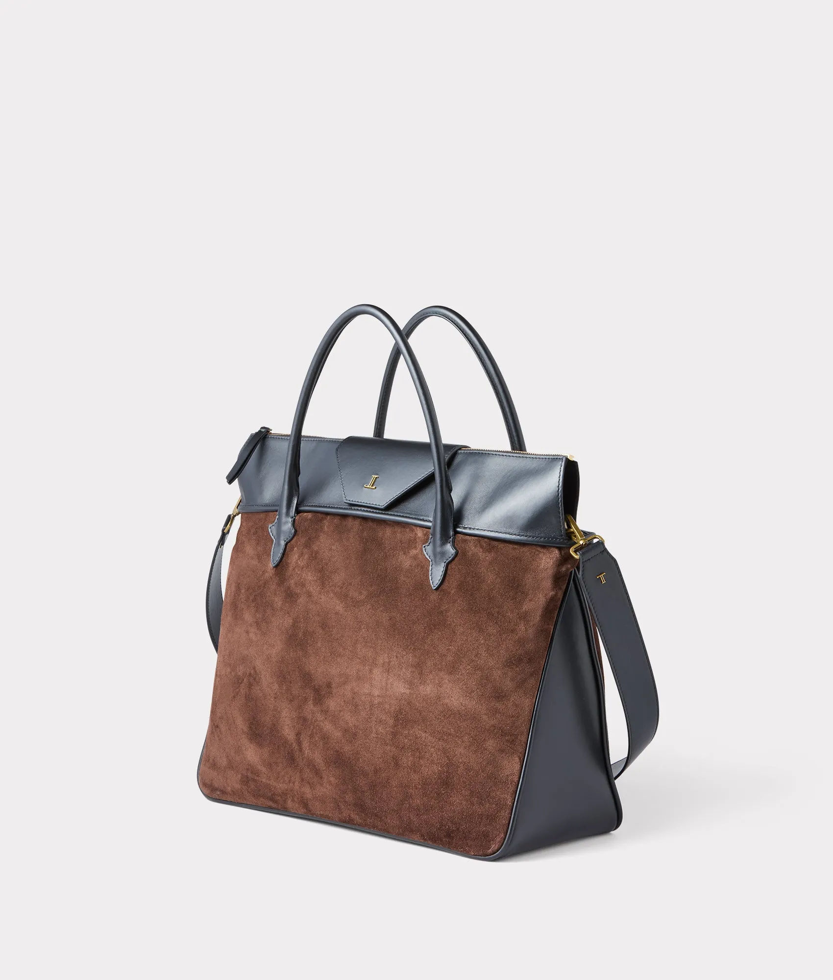 Large Roma Suede Tote :: Brown