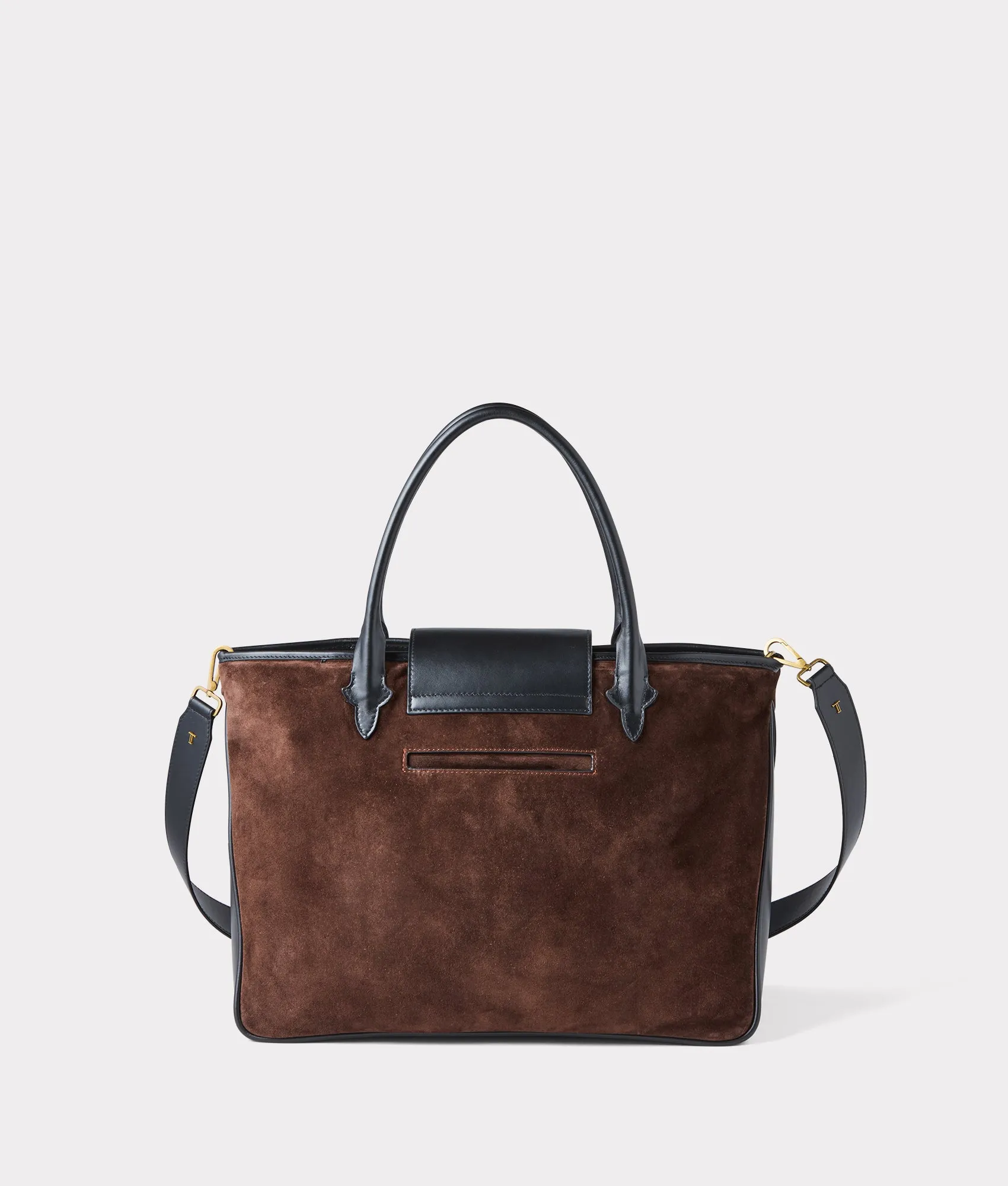 Large Roma Suede Tote :: Brown