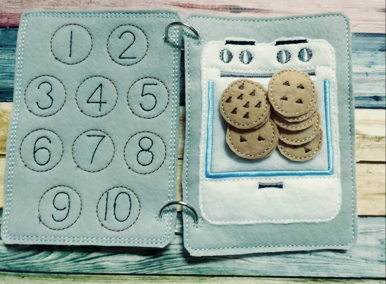 Learn to count  - Toddler quiet book page - toddler busy book - counting from 1 -10 page - learning page - number page - busy book