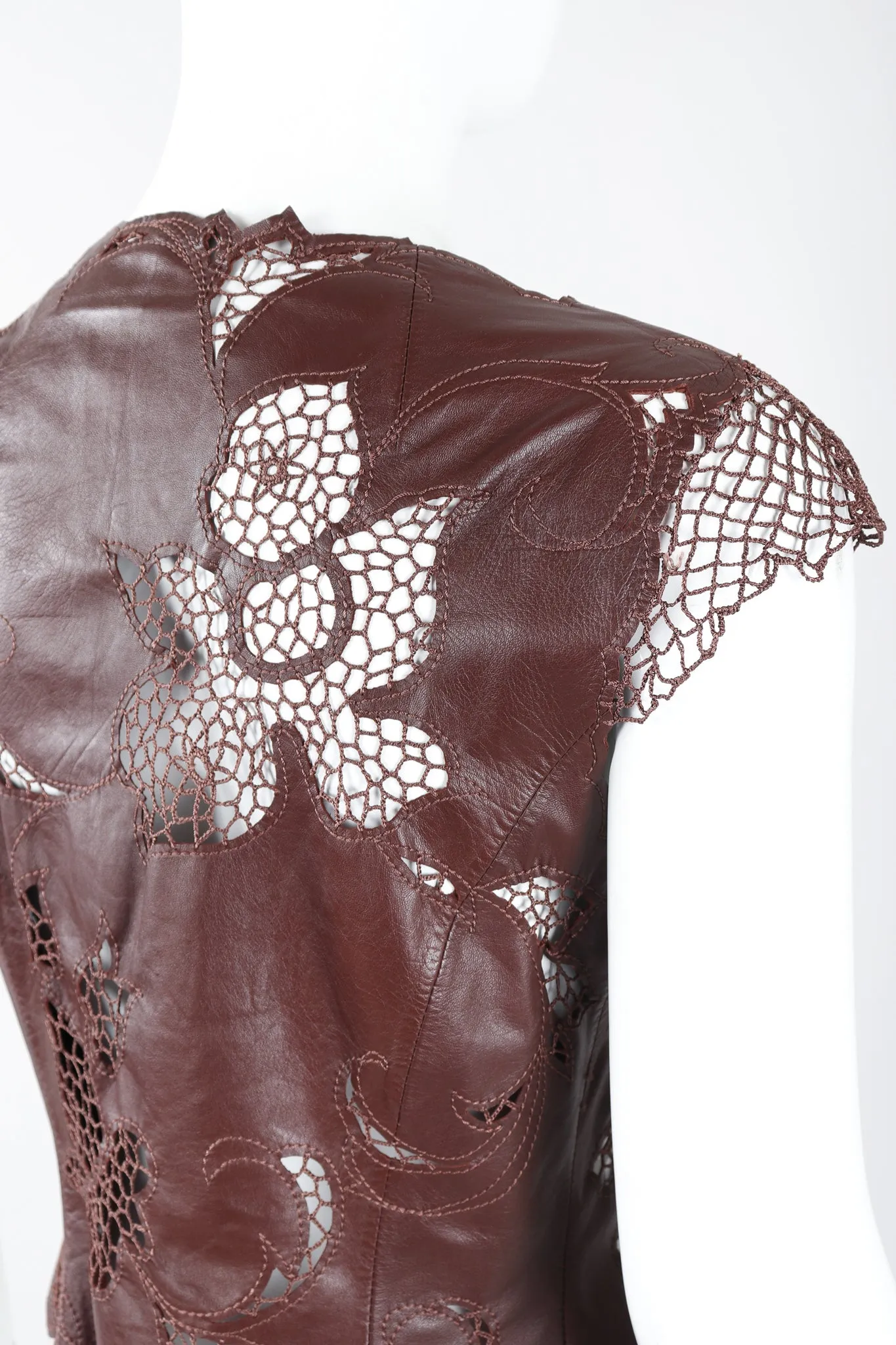 Leather Crochet Butterfly Top